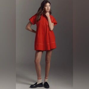 Pilcro Short-Sleeve Denim Mini Swing Dress, Size M